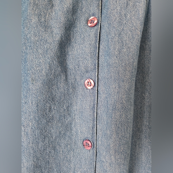 Vintage 90s East West Embroidered Denim Dress | Size M - Picture 4 of 10